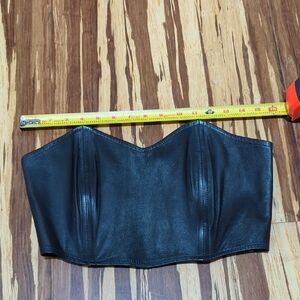 Black Leather Bustier Corset Top